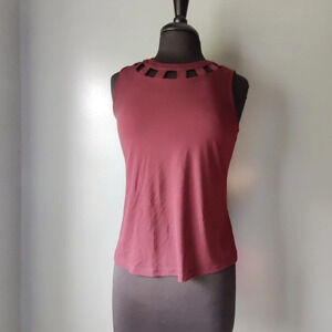 New York and Company Maroon Cutout Tank